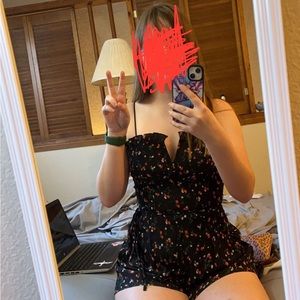 SHEIN black floral romper!
